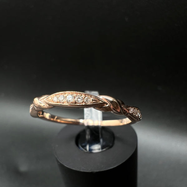 14K Rose Gold 1/12CT Twist Stackable Band