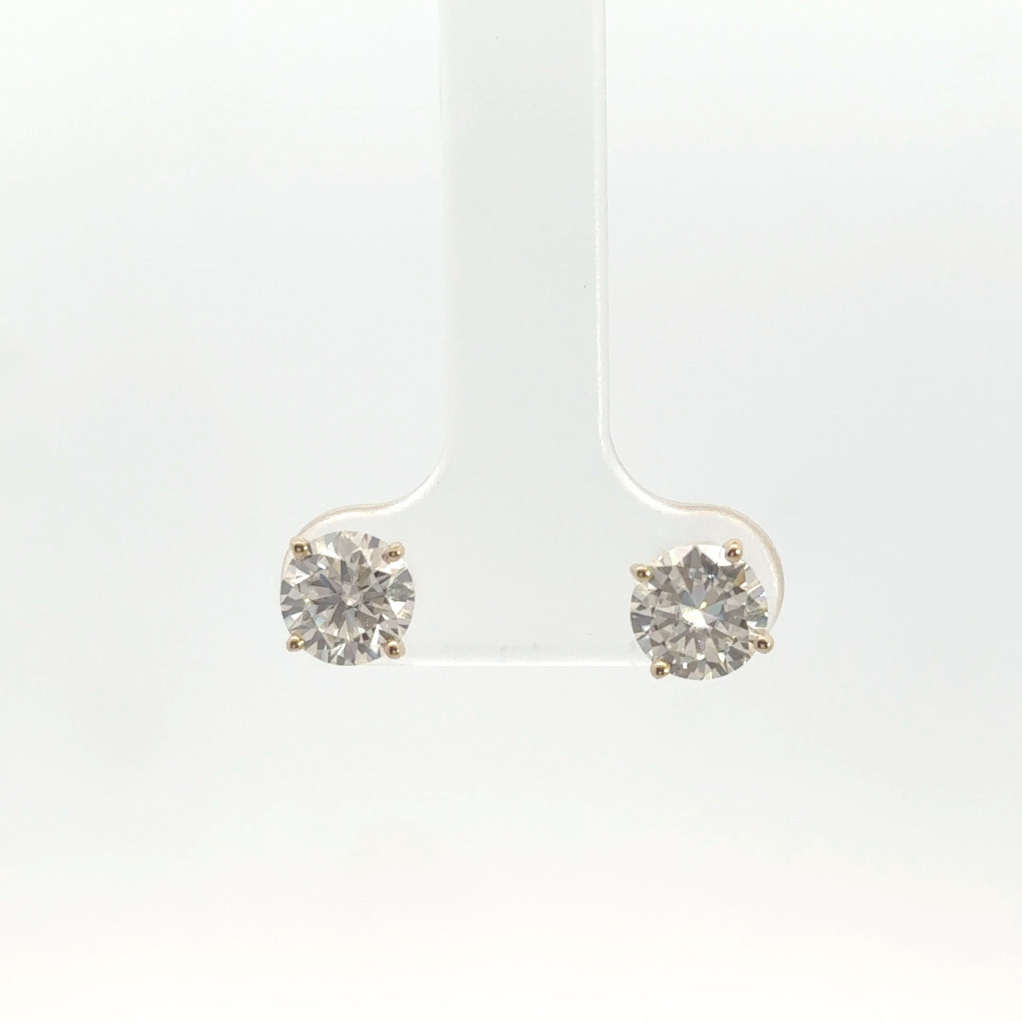 14k Yellow Gold 1.98CTW. Moissanite Martini Set Earrings
