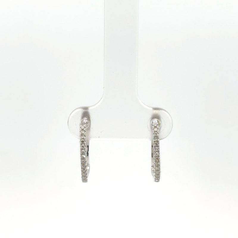 14K White Gold .14ct Diamond Hoops
