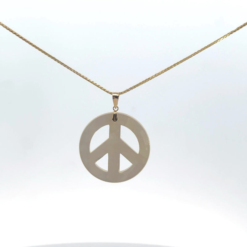 14K Yellow Gold Mother-of-Pearl Peace Sign Pendant