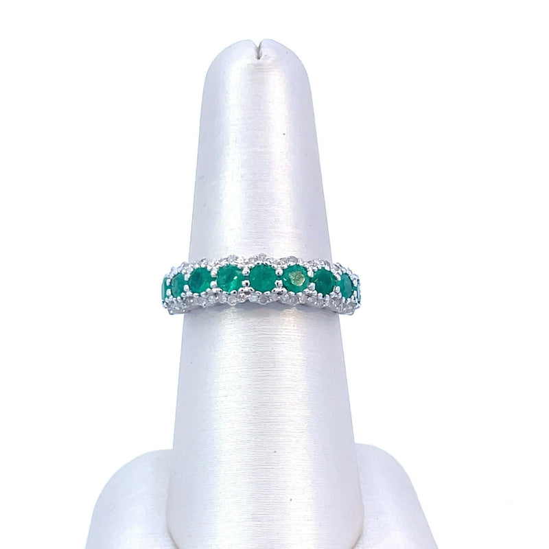 Sterling Silver 1CT. Emerald Ring with 1/3CT. Diamonds