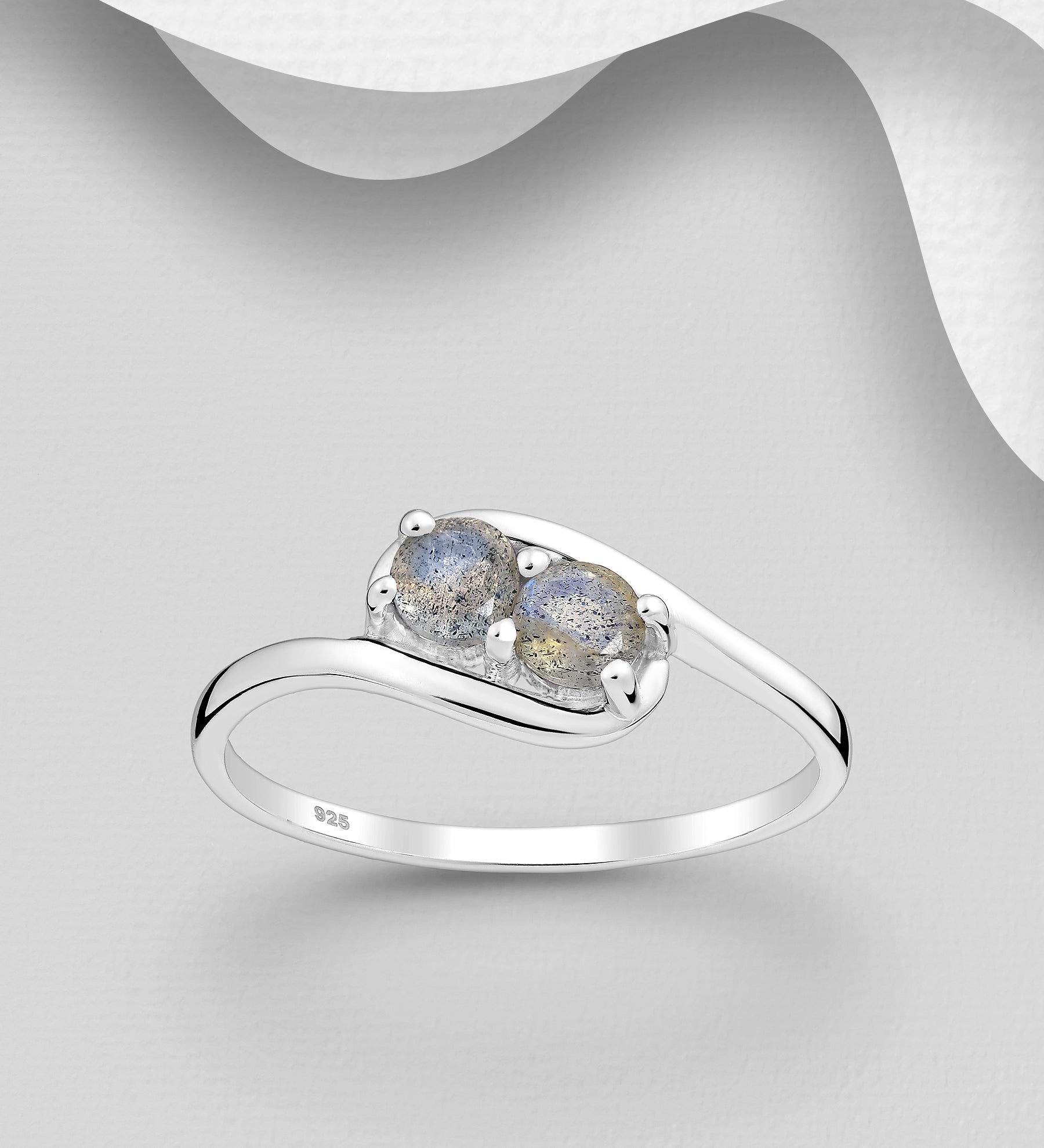 Bypass 2 Stone Labradorite Ring