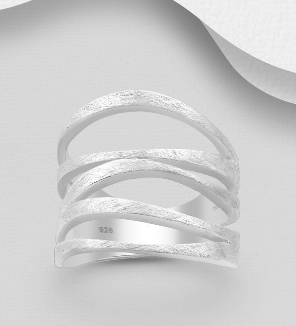 925 Sterling Silver Layered Ring with Brushed Finish