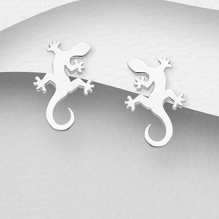 Sterling Silver Lizard Stud Earrings