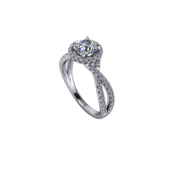 White gold halo engagement ring