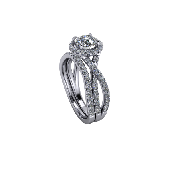 14k White Gold Halo Engagement Ring