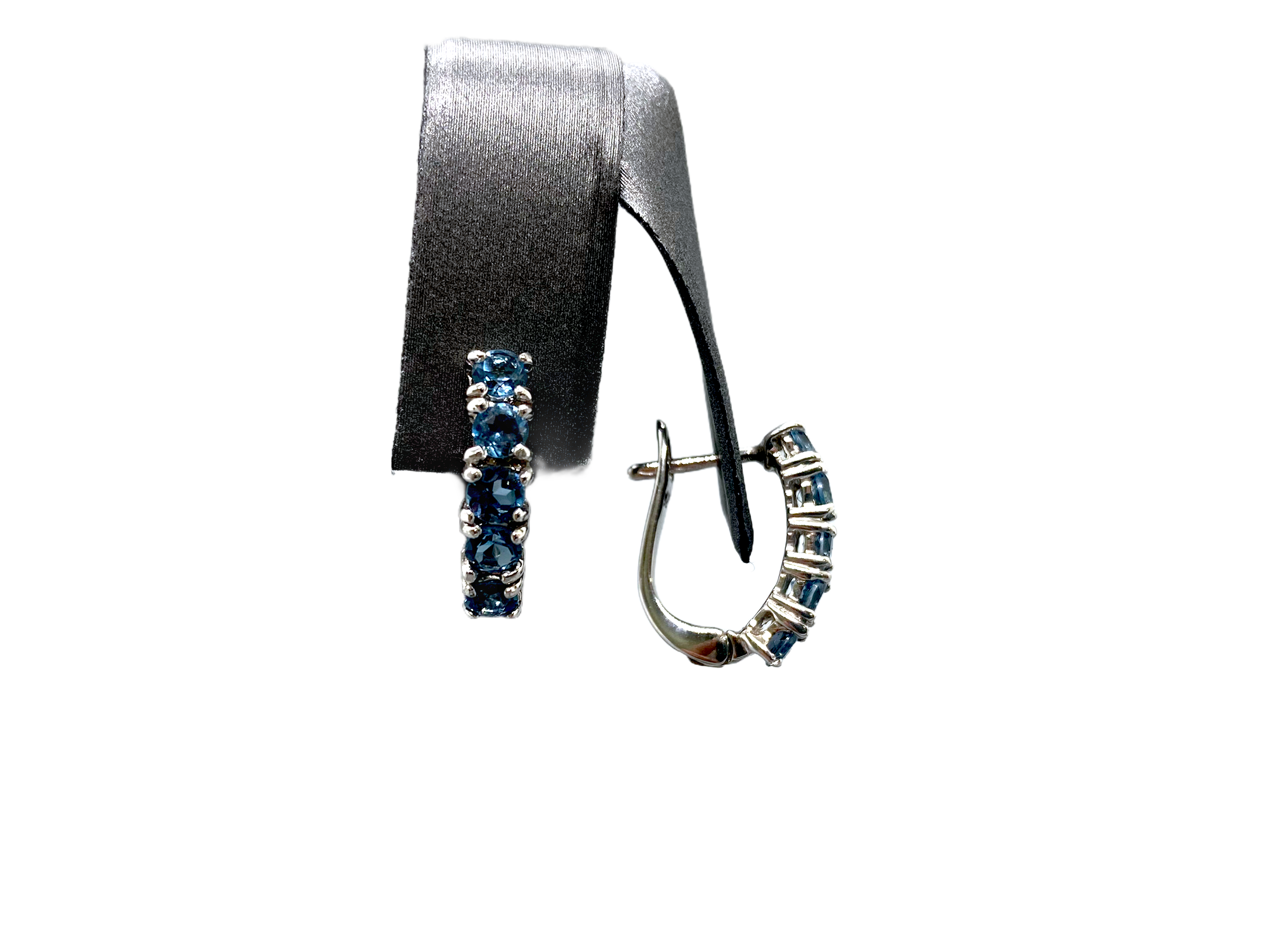 Sterling Silver London Blue Topaz Leverback Hoop Earrings