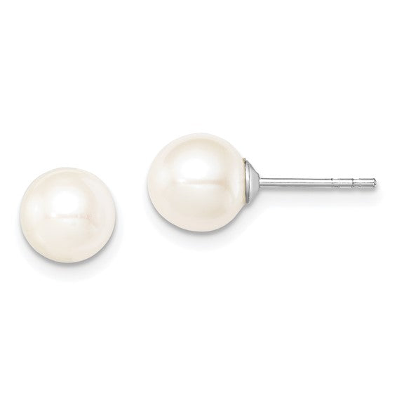Sterling Silver 7MM / 8MM Cultured Pearl Studs