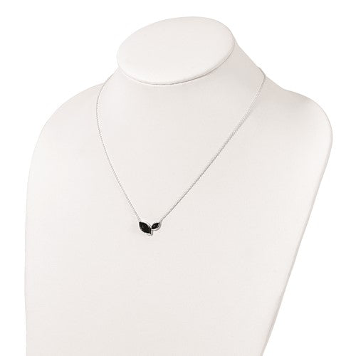 Sterling Silver Faceted Two-Stone Onyx Necklace