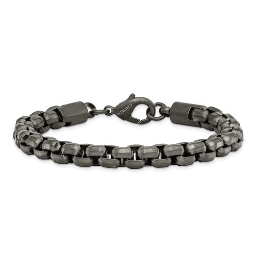 Stainless Steel Polished Gun Metal Box Bracelet