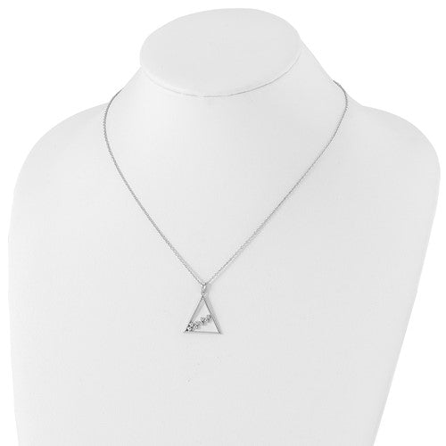 Sterling Silver 1/50CT Diamond Triangle Pendant Necklace