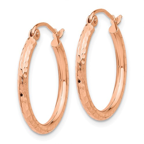 Rose Gold Gold Diamond Cut Hoops