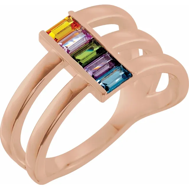 Family Ring - 5 Stone Baguette Ring
