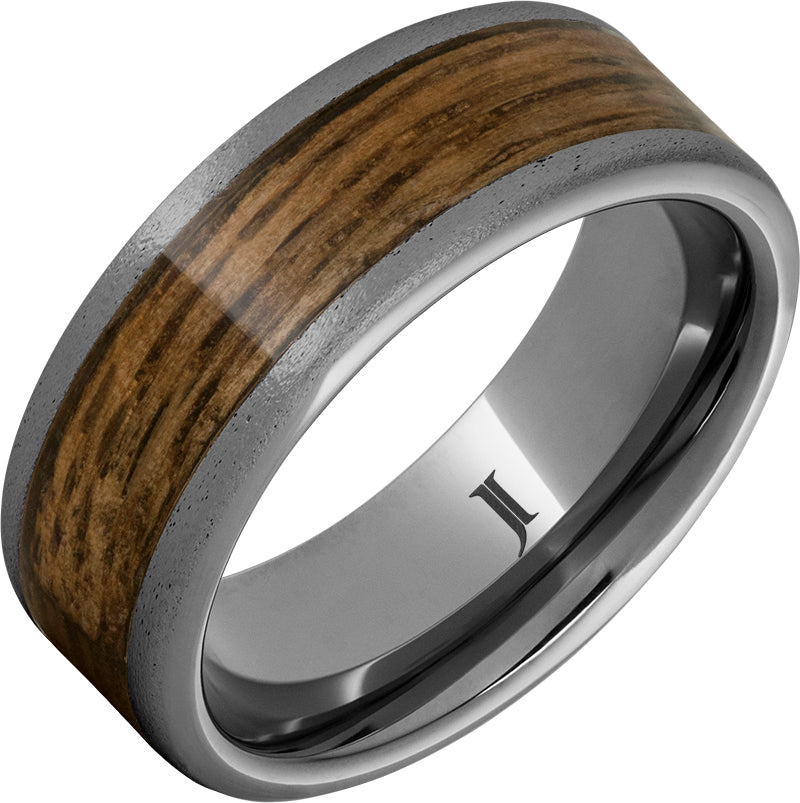 "AGED BOURBON" 8MM Men's Tungsten Ring with Bourbon Inlay