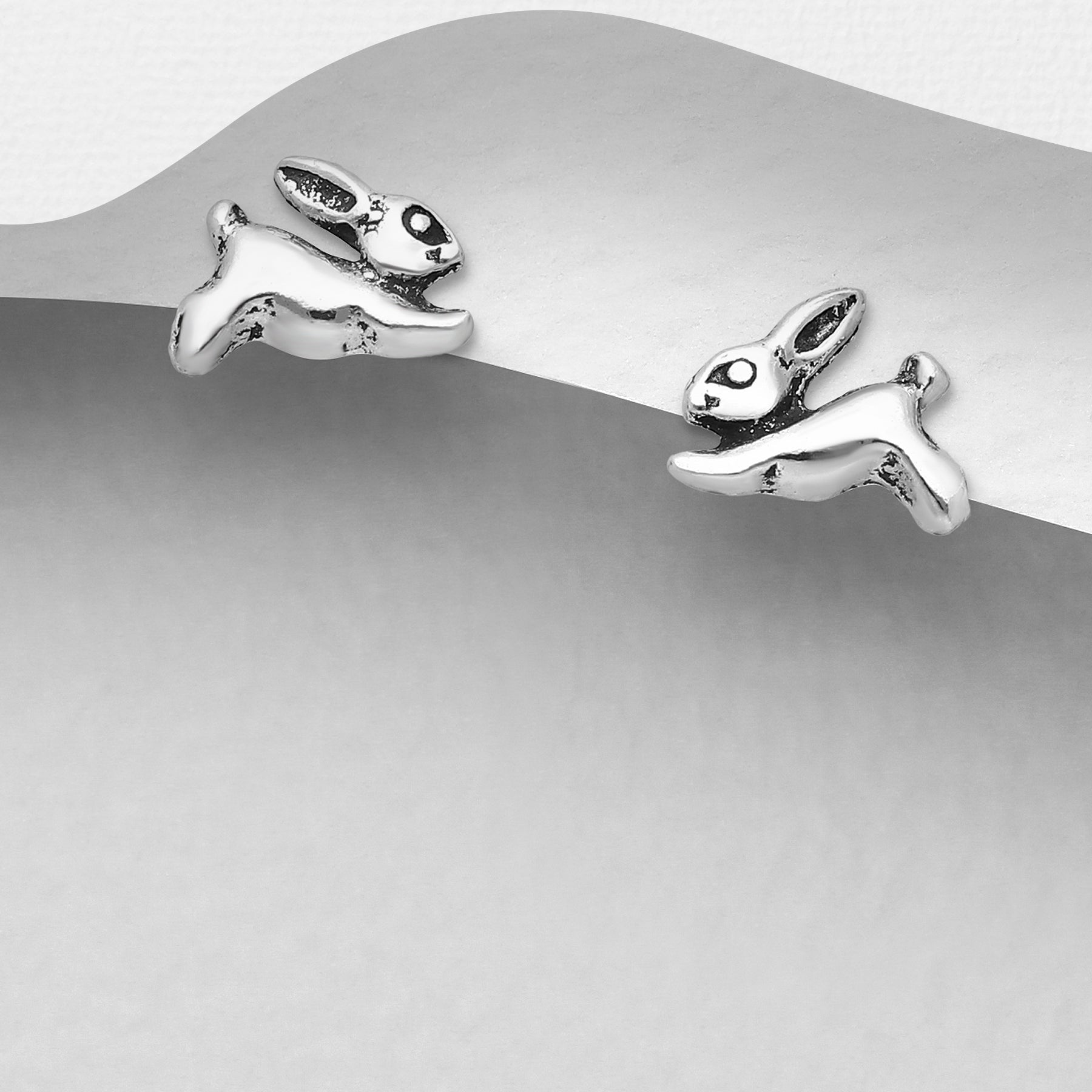 CARA Sterling Silver Bunny Stud Earrings