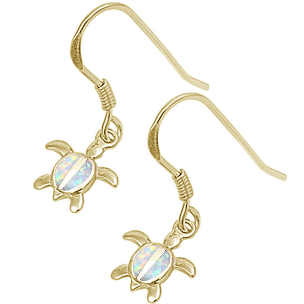 Plated Sterling Silver & White Opal Turtle Dangles