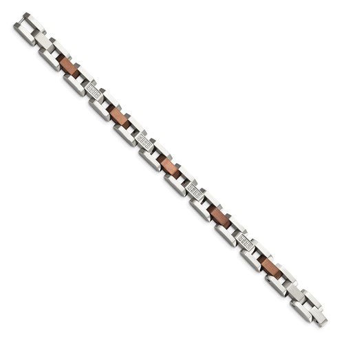 Men's Stainless Steel 1/4CT. Diamond Rose Gold-Accent Bracelet