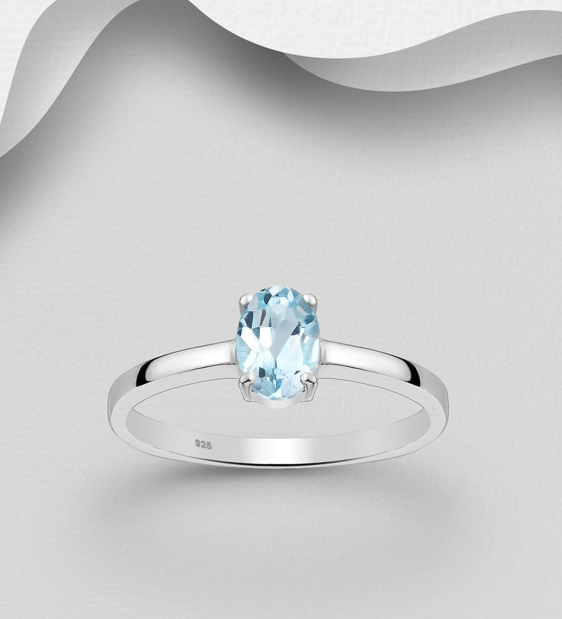 Sterling Silver Sky Blue Topaz Solitaire Ring