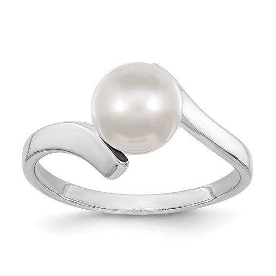 14K White Gold 7MM Pearl Bypass Ring