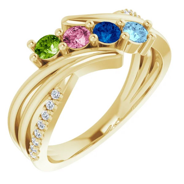 Family Ring - 6 Stone Accented Bypass Ring