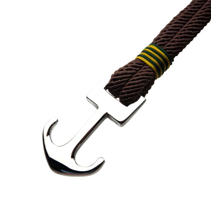 INOX Stainless Steel & Brown Paracord Rope Anchor Bracelet