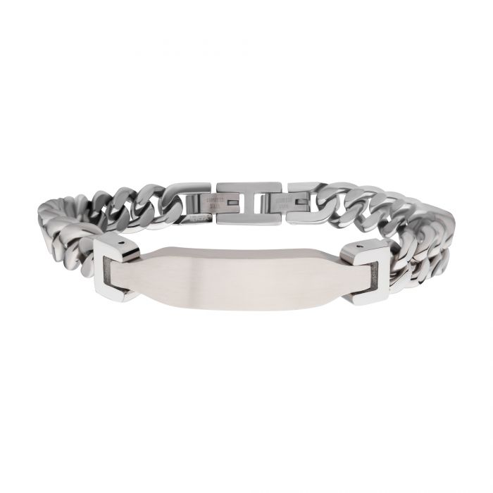 INOX Matte-Finish Stainless Steel Engravable Curb-Link ID Bracelet