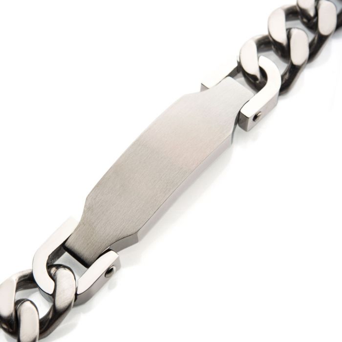 INOX Matte-Finish Stainless Steel Engravable Curb-Link ID Bracelet