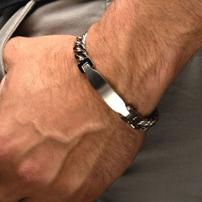 INOX Matte-Finish Stainless Steel Engravable Curb-Link ID Bracelet