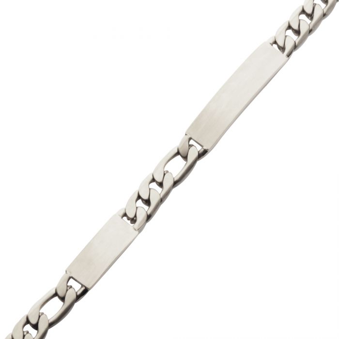 INOX Steel Engravable Double ID Plate with Curb Chain Bracelet