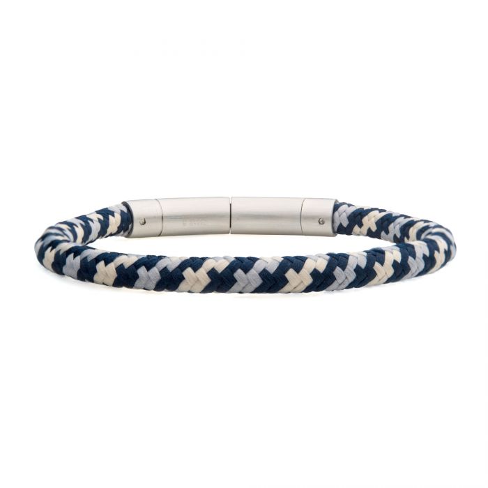 INOX Mountains Stainless Steel & Tri-Colored Nylon Braided Bracelet
