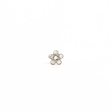 14K White Gold Daisy Cubic Zirconia Piercing Studs