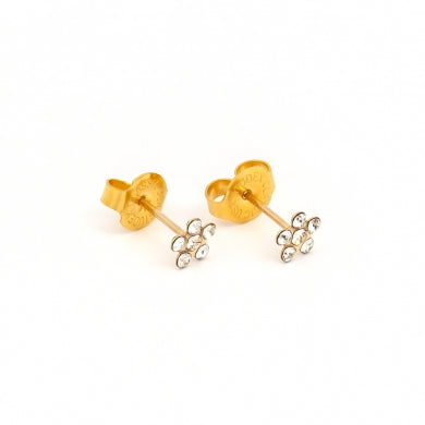14K Yellow Gold Daisy Cubic Zirconia Piercing Studs