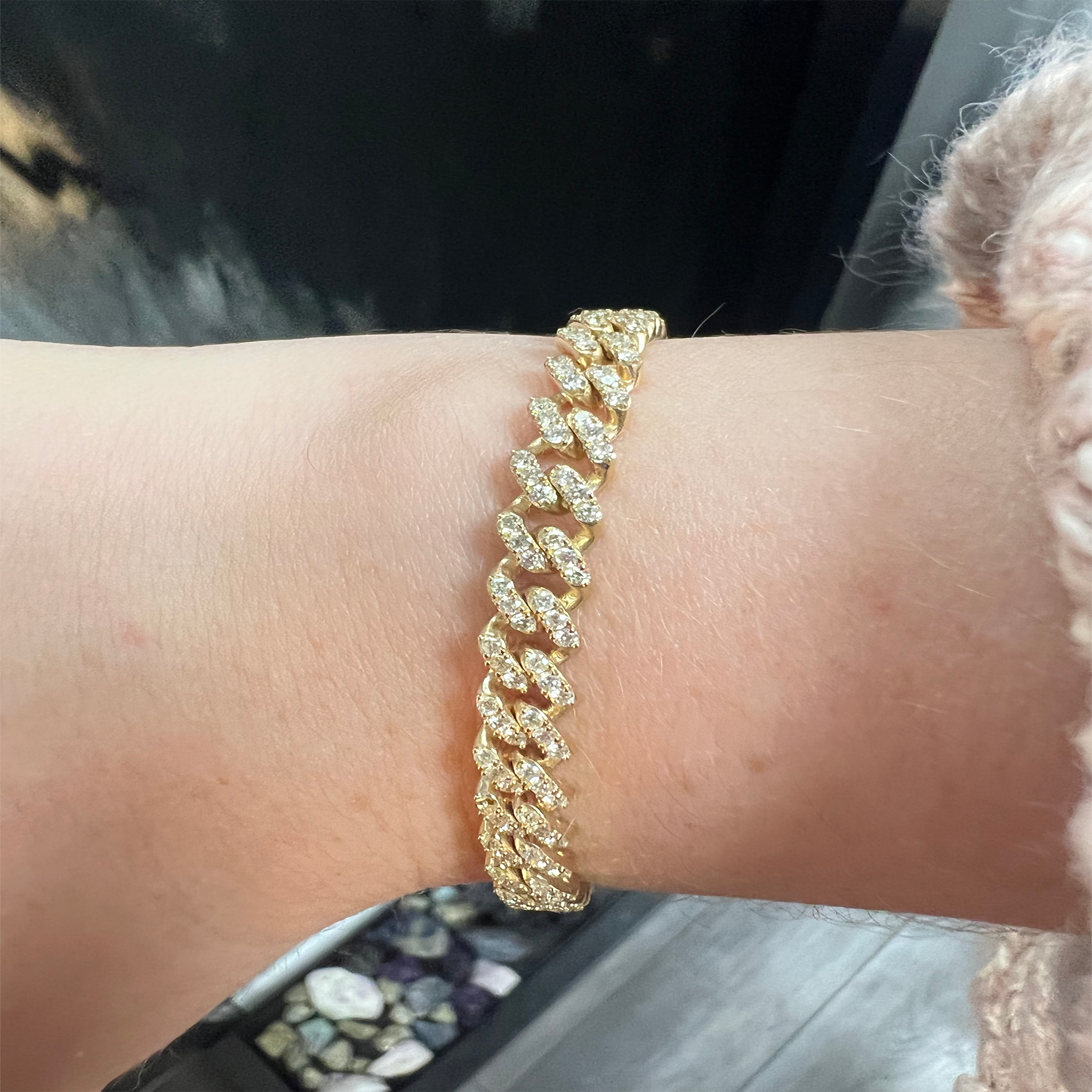 14K Yellow GoldDiamond Encrusted Link Bracelet