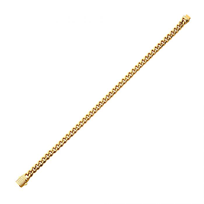 INOX 18K Gold-Plated Stainless Steel 6MM Cuban Link Lab-Grown Diamond Bracelet
