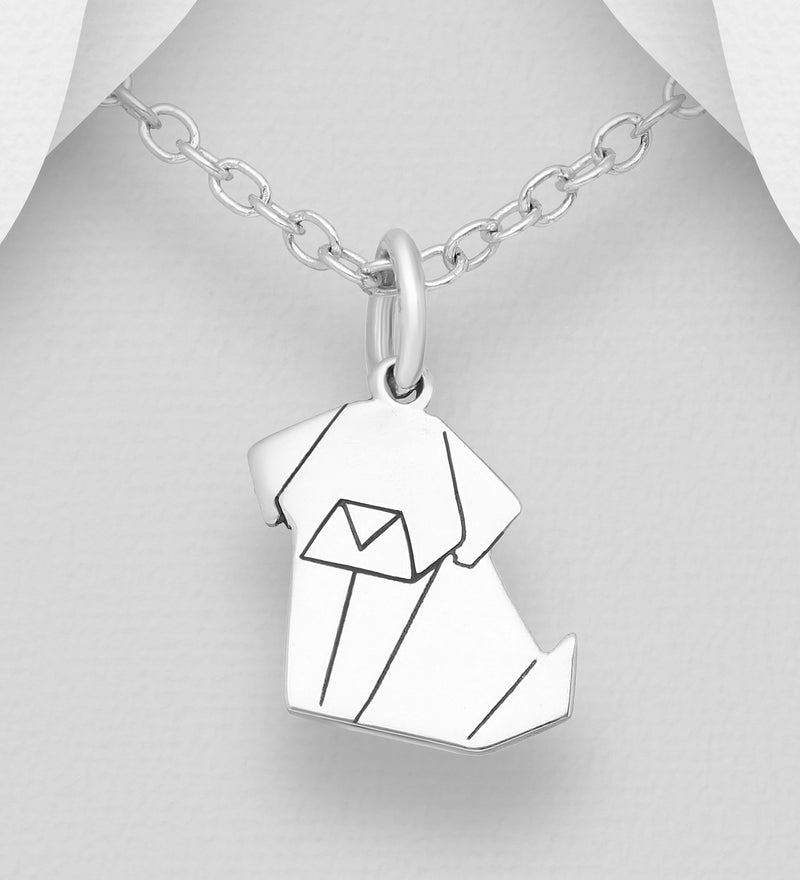 Sterling Silver Origami Dog Pendant