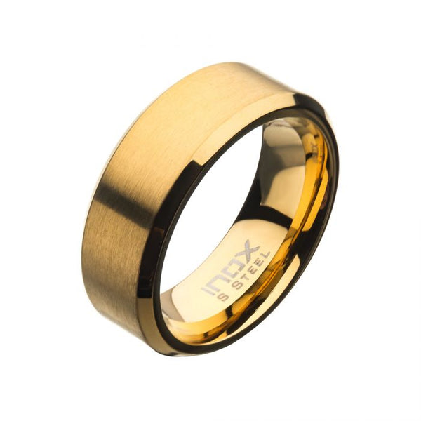 INOX 18K Yellow Gold-Plated Stainless Steel 8MM Knife-Edge Wedding Band