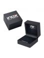 INOX Stanless Steel Meteorite Inlay Black IP Notch Men's Ring