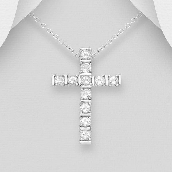 Sterling Silver Gemstone Cross Pendant