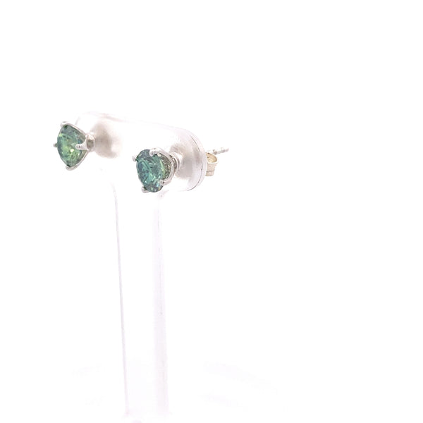 Sterling Silver 1.25CT. Green Moissanite Studs