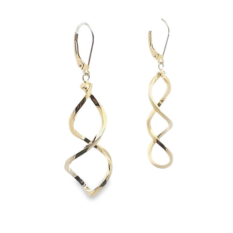 14K Yellow Gold Polished Spiral Dangles