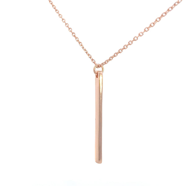 Sterling Silver Rose Gold Plated  Engravable Bar Pendant Necklace