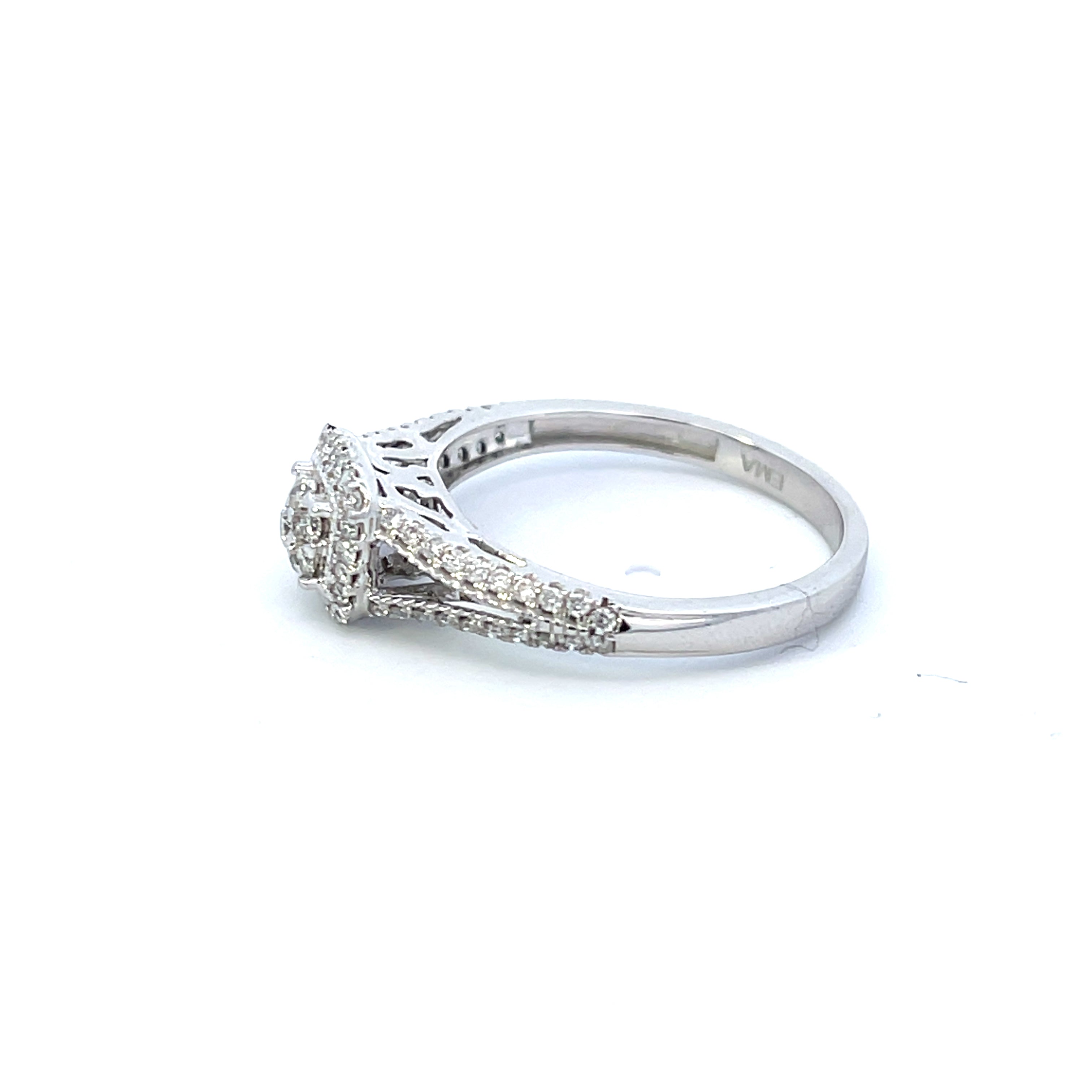 The "Isabelle" — 10K White Gold 1/2CTW. Diamond Split Shank Engagement Ring