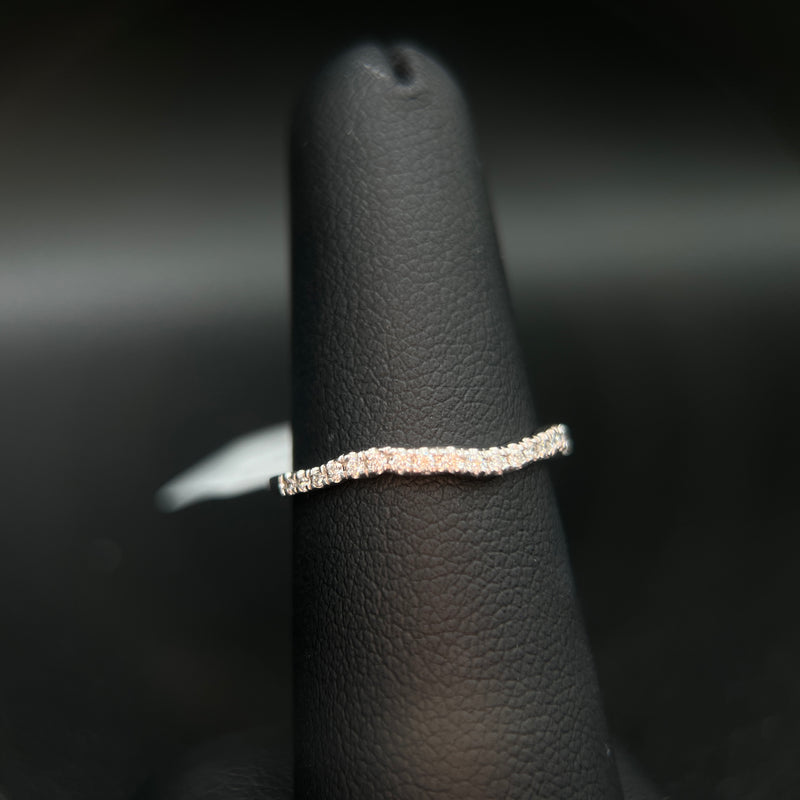 10K White Gold 1/8CT. Curved Diamond Band
