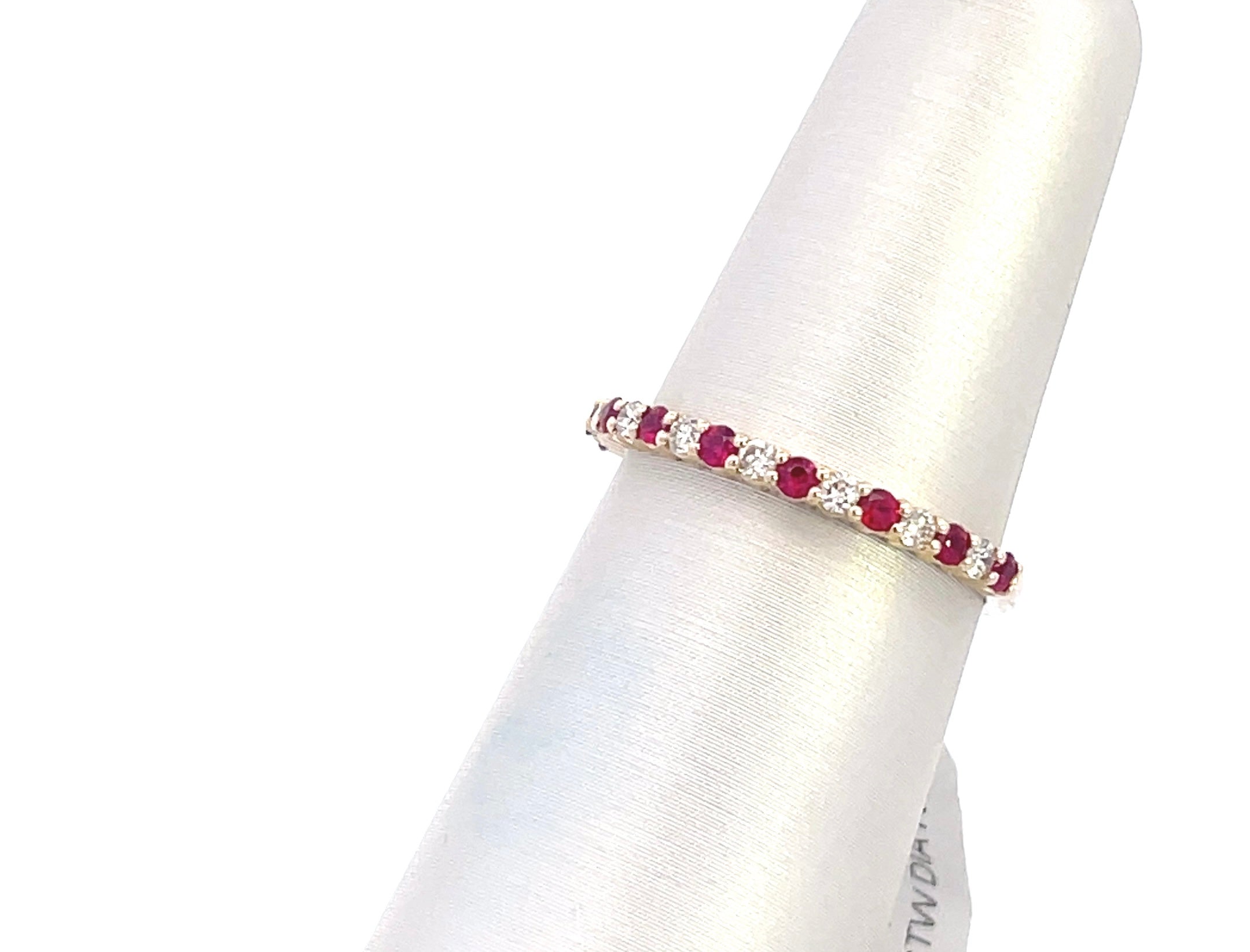 14K Yellow Gold 1/6CT. Diamond & Ruby Band