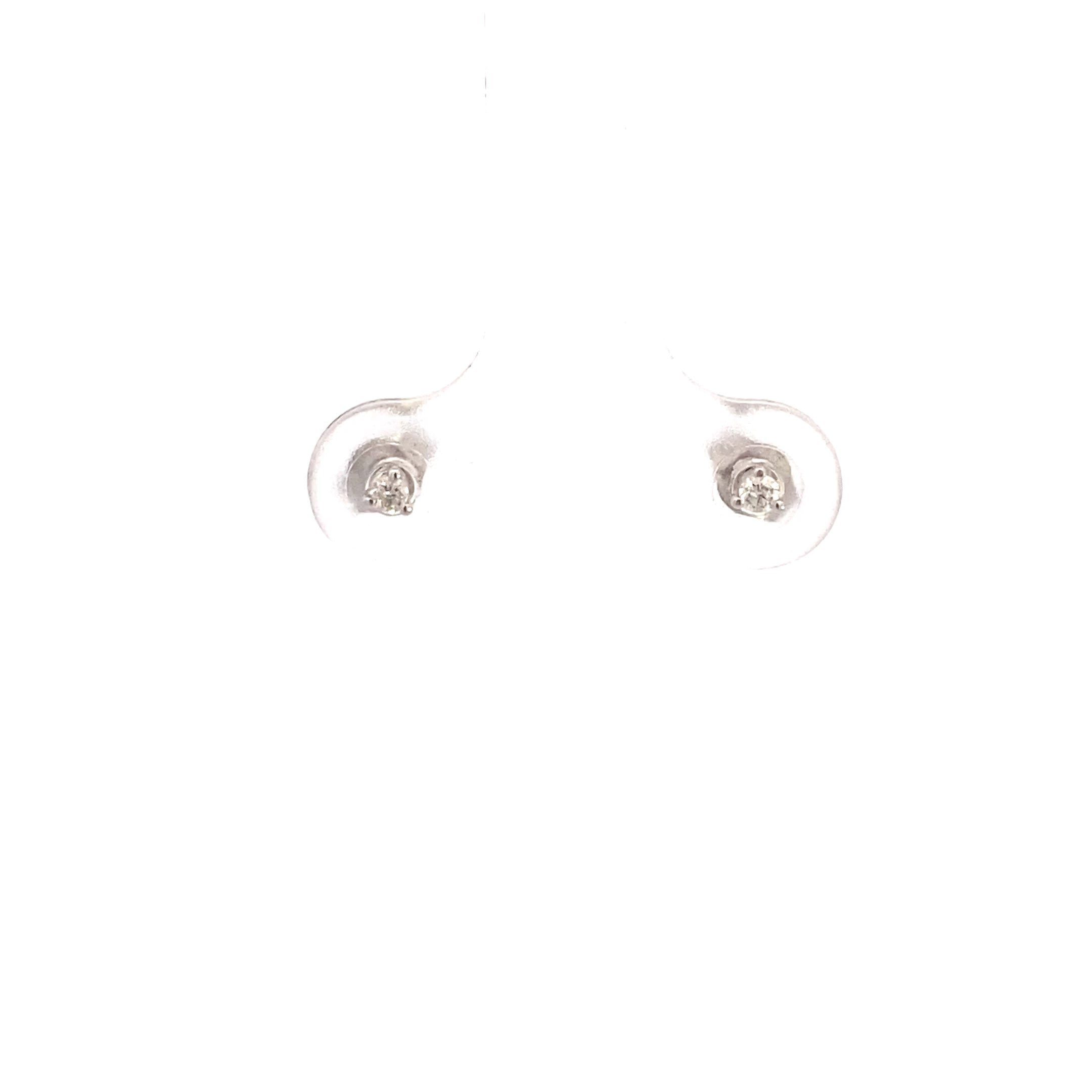 14K White Gold 1/20CT. Martini-Set Diamond Stud Earrings