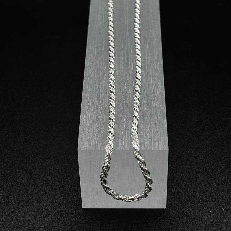 Sterling Silver 22" Diamond Cut 3MM Rope Chain