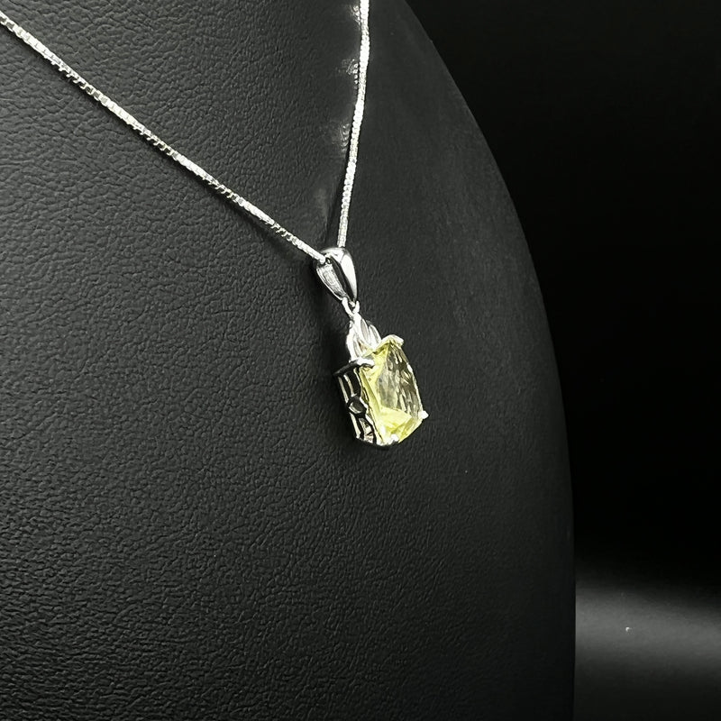 Lemon Quartz Cushion Pendant