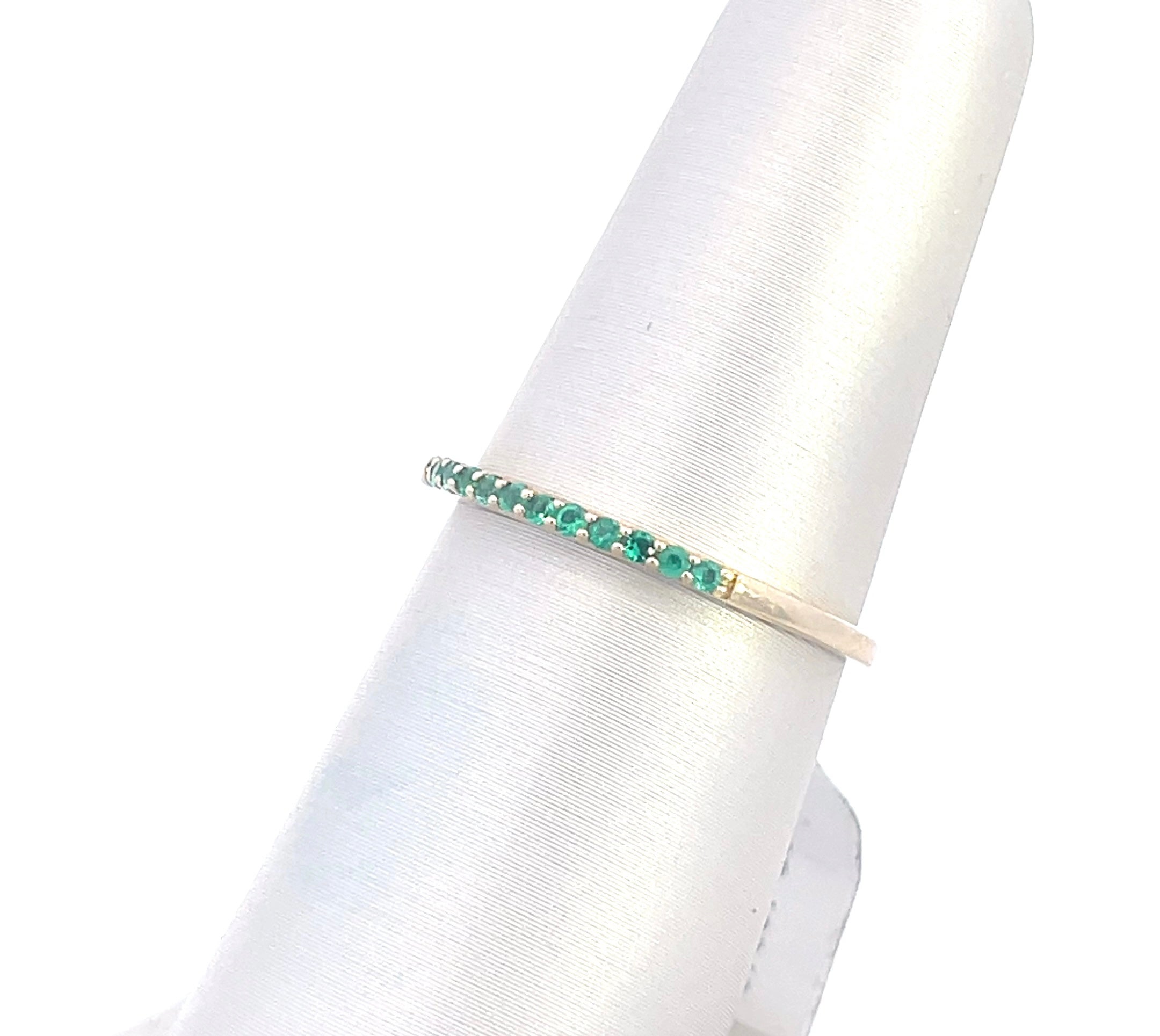 14K Yellow Gold Natural Emerald Band