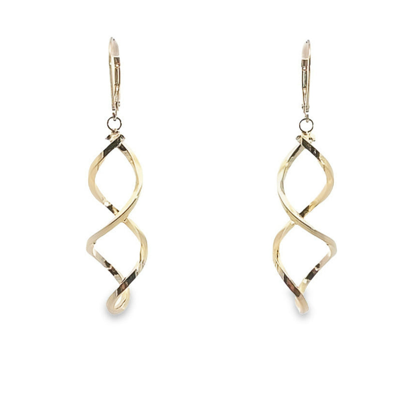 14K Yellow Gold Polished Spiral Dangles