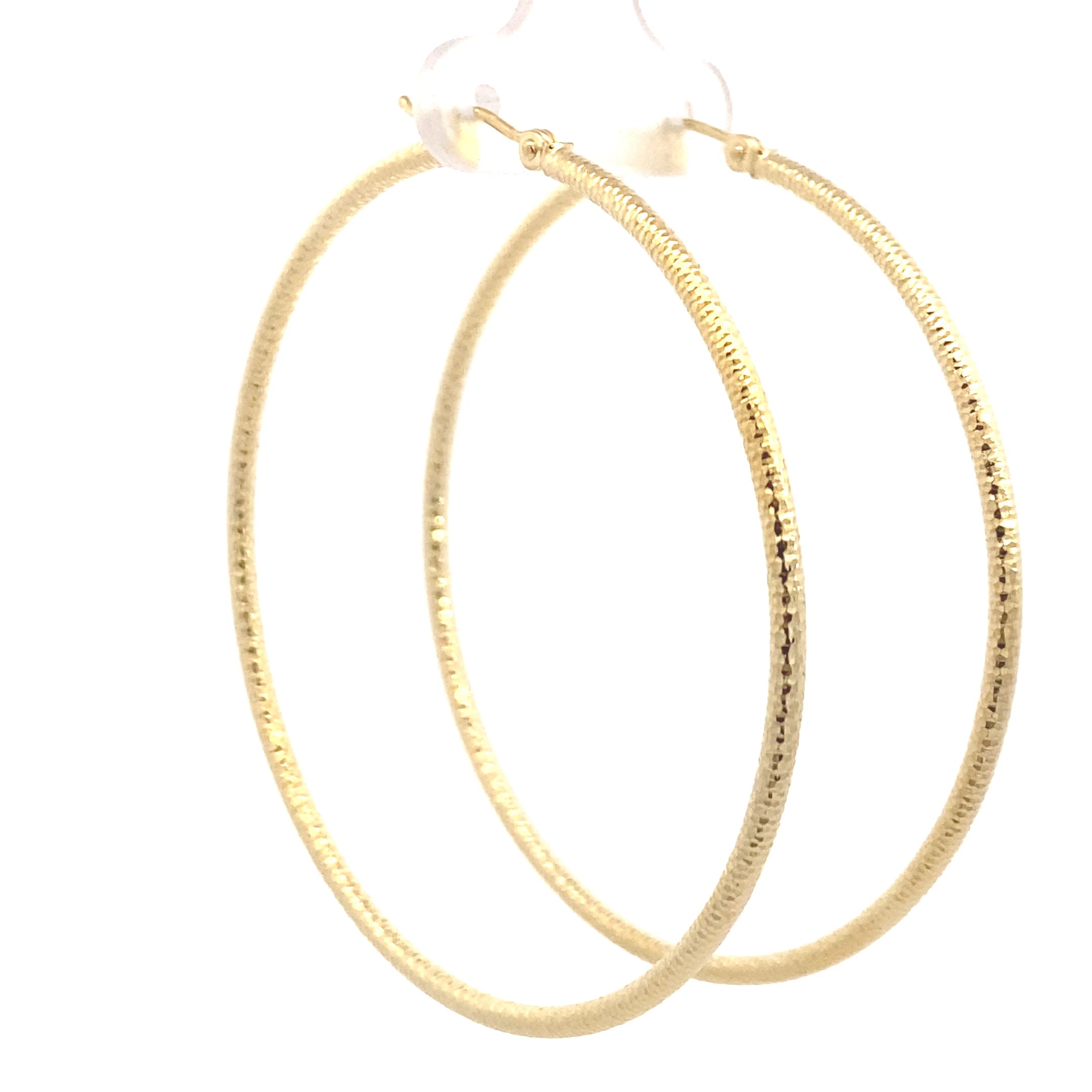 14K Yellow Gold 40MM Diamond Cut Hoops